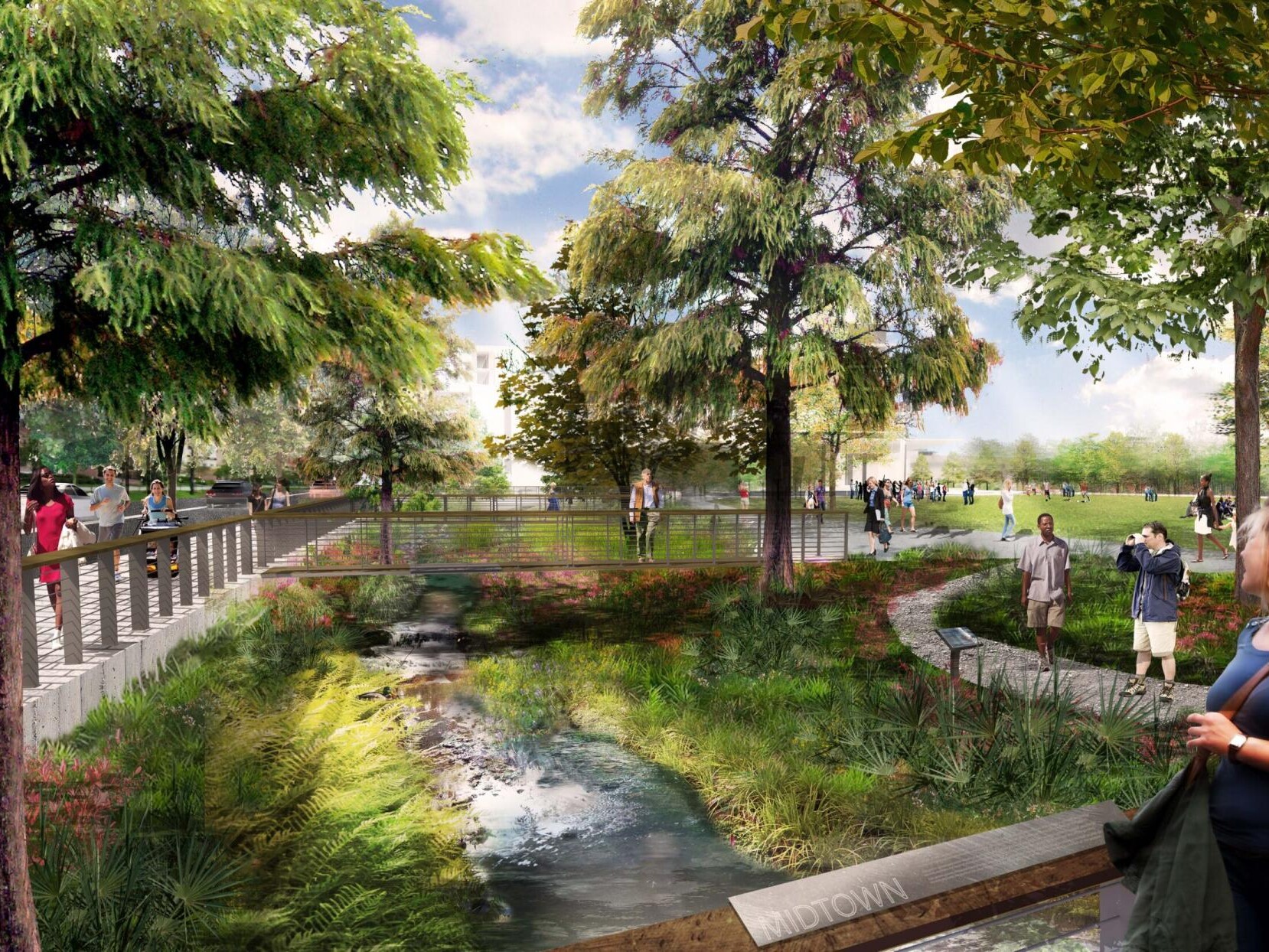 rendering of a pathway in a park