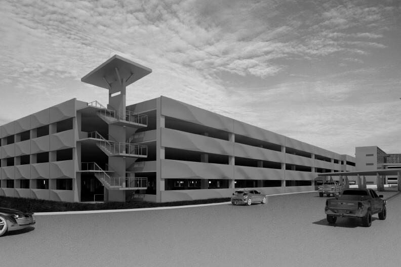 rendering of a parking garage
