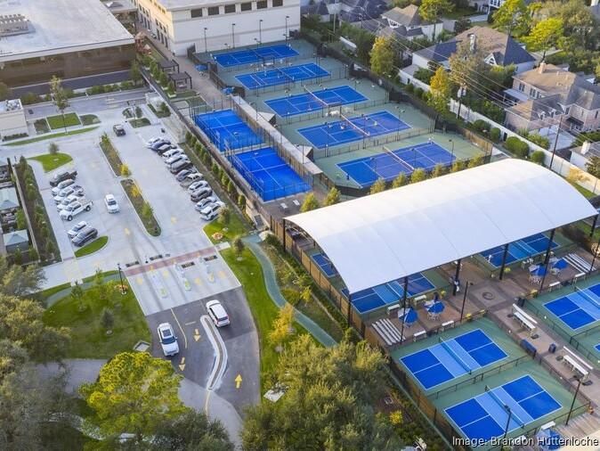 Aerial of pickle ball courts